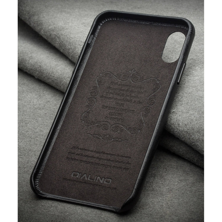 For iPhone X / XS QIALINO Shockproof Kangaroo Skin Leather Protective Case(Black) - More iPhone Cases by QIALINO | Online Shopping UK | buy2fix