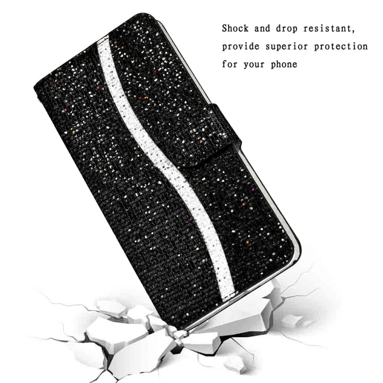 For Samsung Galaxy S25 5G Glitter Powder Filp Leather Phone Case(Black) - Galaxy S25 5G Cases by buy2fix | Online Shopping UK | buy2fix