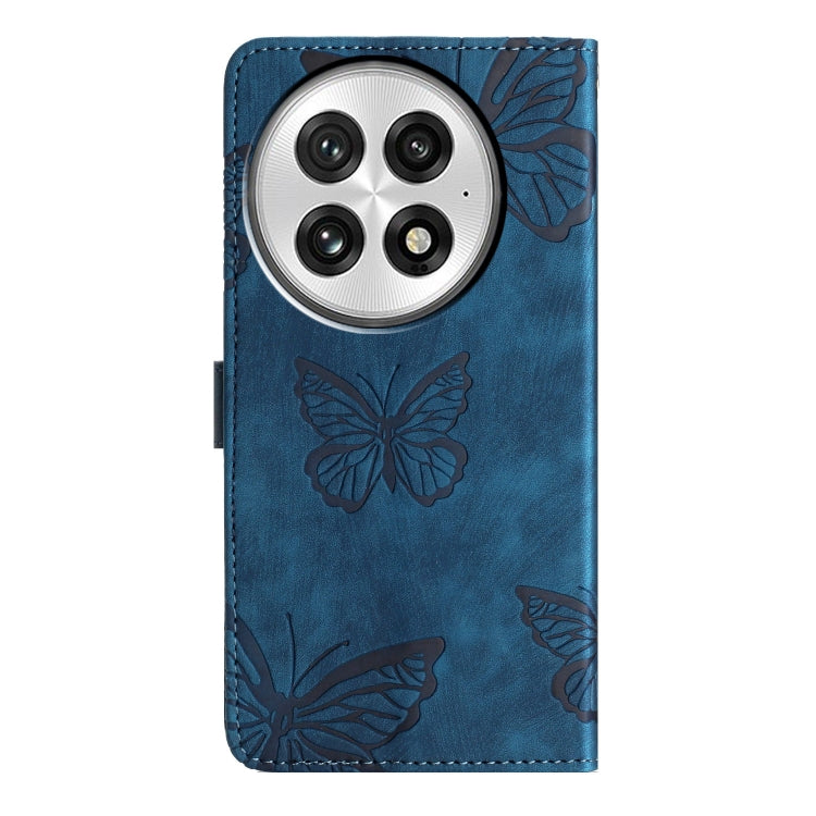 For OnePlus 13 Skin-feel Embossed Butterfly Leather Phone Case(Blue) - OnePlus Cases by buy2fix | Online Shopping UK | buy2fix