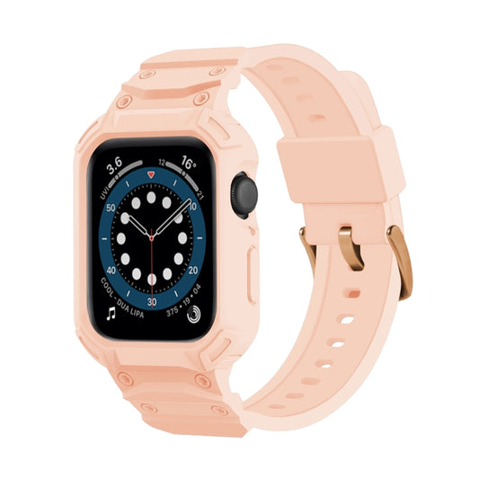 For Apple Watch Series 10 46mm Armor TPU Case Integrated Watch Band(Pink) - Watch Cases by buy2fix | Online Shopping UK | buy2fix