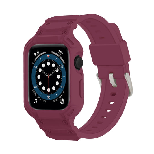 For Apple Watch Series 10 46mm Armor TPU Case Integrated Watch Band(Plum Color) - Watch Cases by buy2fix | Online Shopping UK | buy2fix