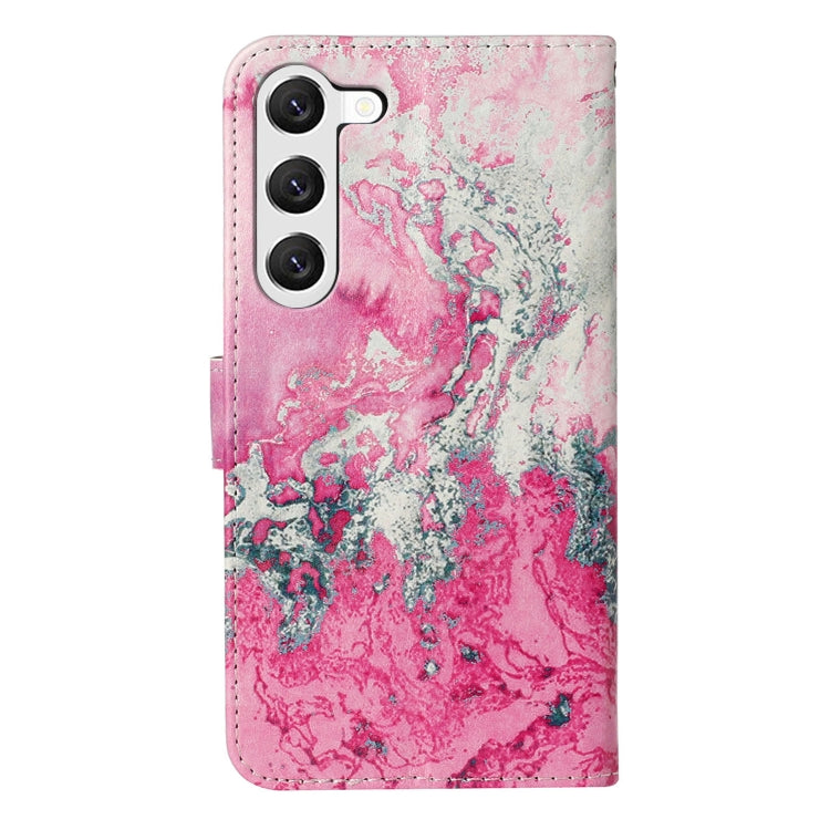 For Samsung Galaxy S25+ 5G Colored Drawing Marble Pattern Leather Phone Case(Pink Seawater) - Galaxy S25+ 5G Cases by buy2fix | Online Shopping UK | buy2fix