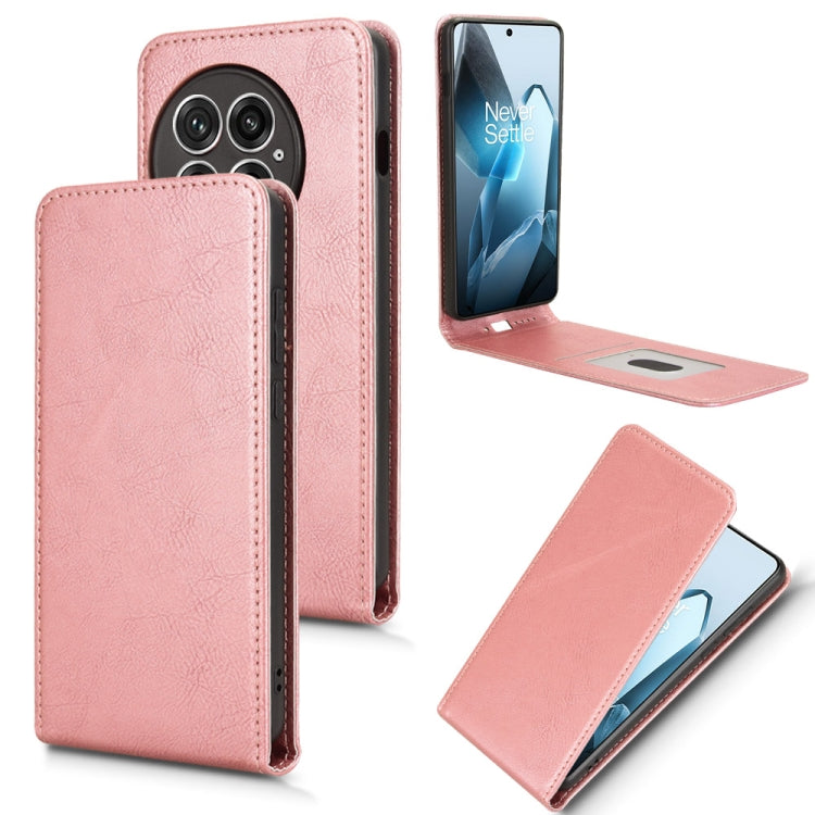 For OnePlus 13 Magnetic Vertical Flip Leather Phone Case(Rose Gold) - OnePlus Cases by buy2fix | Online Shopping UK | buy2fix