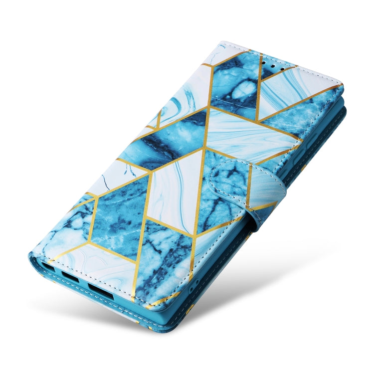 For Samsung Galaxy S25 Ultra 5G Marble Bronzing Stitching Leather Phone Case(Blue) - Galaxy S25 Ultra 5G Cases by buy2fix | Online Shopping UK | buy2fix