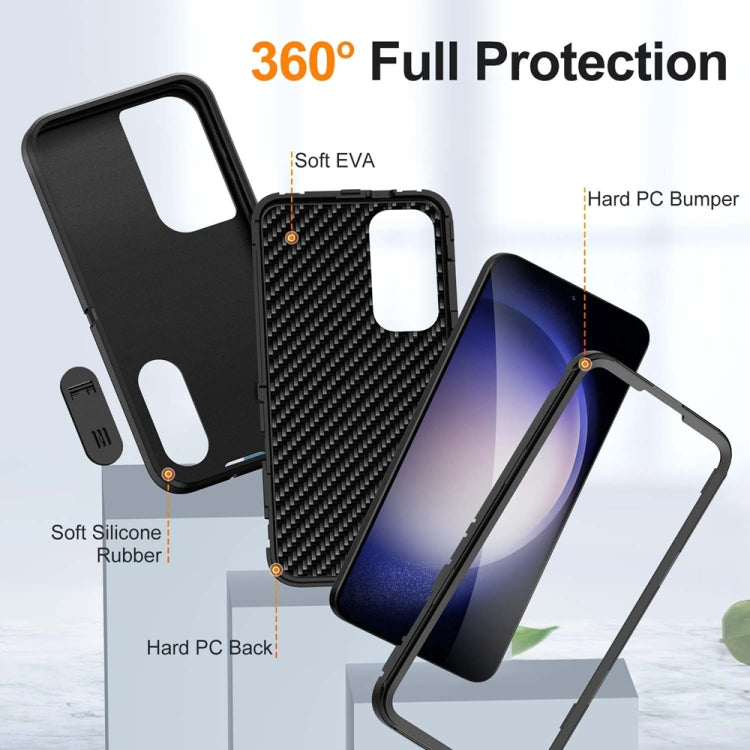 For Samsung Galaxy S24+ / S25+ 5G Rugged PC Hybrid Silicone Phone Case with Holder(Black) - Galaxy S25+ 5G Cases by buy2fix | Online Shopping UK | buy2fix