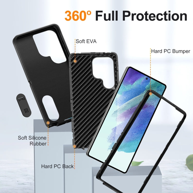 For Samsung Galaxy S25 Ultra 5G Rugged PC Hybrid Silicone Phone Case with Holder(Black) - Galaxy S25 Ultra 5G Cases by buy2fix | Online Shopping UK | buy2fix