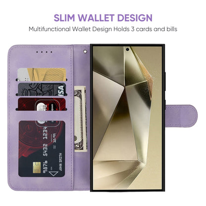 For Samsung Galaxy S25 Ultra 5G Skin Feel Geometric Lines Leather Phone Case(Purple) - Galaxy S25 Ultra 5G Cases by buy2fix | Online Shopping UK | buy2fix