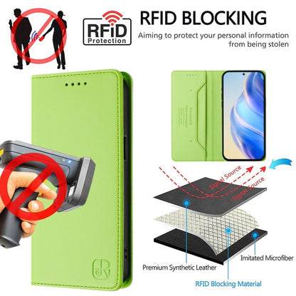 For OnePlus 12 Global RC01 Dual-Folded Magnetic Suction RFID Leather Phone Case(Grass Green) - OnePlus Cases by buy2fix | Online Shopping UK | buy2fix