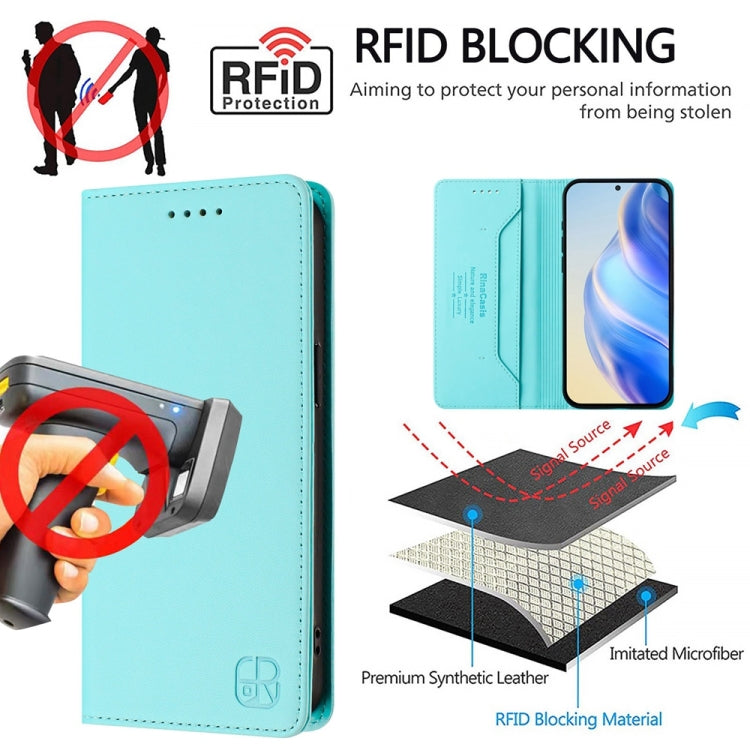 For OnePlus 13 RC01 Dual-Folded Magnetic Suction RFID Leather Phone Case(Mint Green) - OnePlus Cases by buy2fix | Online Shopping UK | buy2fix