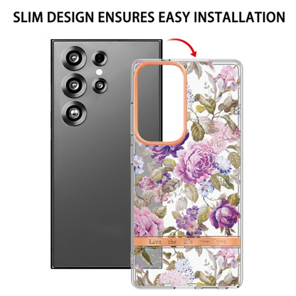 For Samsung Galaxy S25 Ultra 5G Flowers and Plants Series IMD TPU Phone Case(Purple Peony) - Galaxy S25 Ultra 5G Cases by buy2fix | Online Shopping UK | buy2fix