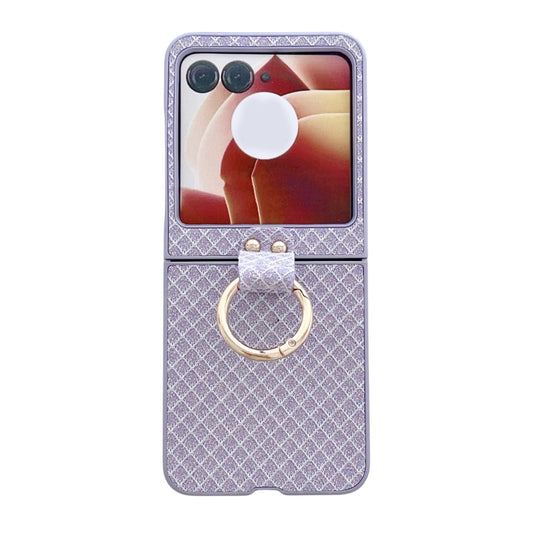 For Motorola Razr 50 Ultra Sparkling Diamond Rhombus PC Phone Case with Ring(Purple) - Motorola Cases by buy2fix | Online Shopping UK | buy2fix