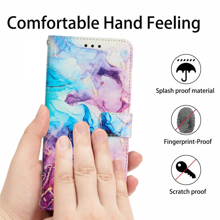 For Samsung Galaxy S25 5G Painted Marble Pattern Leather Phone Case(Pink Purple) - Galaxy S25 5G Cases by buy2fix | Online Shopping UK | buy2fix