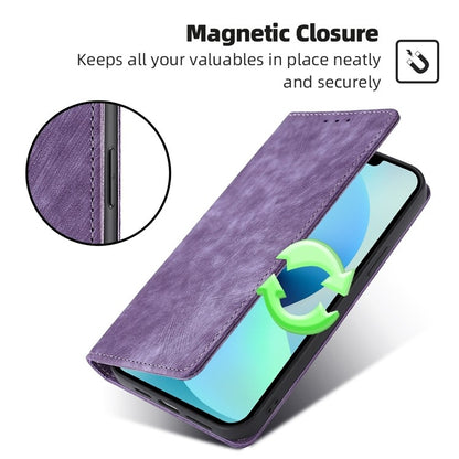 For Samsung Galaxy S25 5G RFID Anti-theft Brush Magnetic Leather Phone Case(Purple) - Galaxy S25 5G Cases by buy2fix | Online Shopping UK | buy2fix