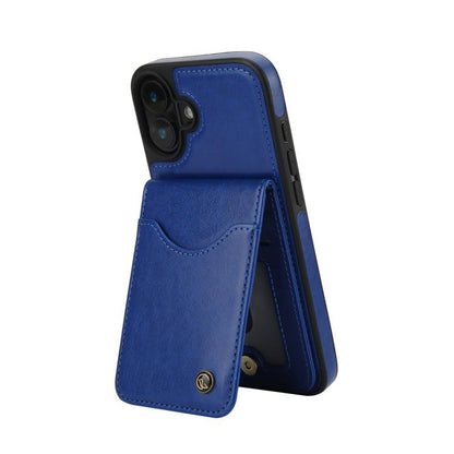 For iPhone 16 Plus AwQuer Vertical Flip Card Bag Holder Leather Phone Case(Blue) - iPhone 16 Plus Cases by Awquer | Online Shopping UK | buy2fix