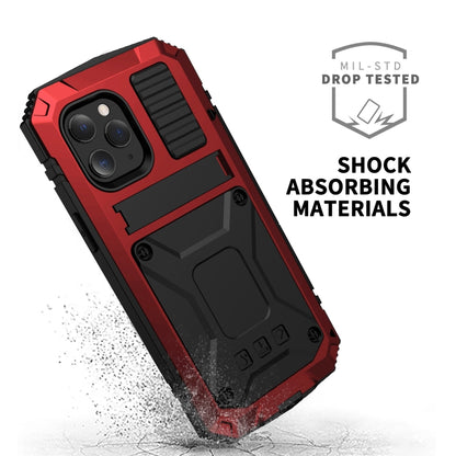 For iPhone 12 / 12 Pro R-JUST Shockproof Waterproof Dust-proof Metal + Silicone Protective Case with Holder(Red) - iPhone 12 / 12 Pro Cases by R-JUST | Online Shopping UK | buy2fix