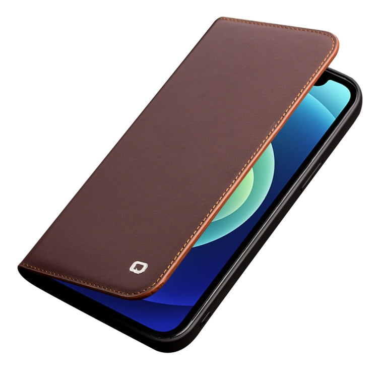 For iPhone 12 / 12 Pro QIALINO Business Horizontal Flip Leather Case with Holder & Card Slots & Wallet(Brown) - iPhone 12 / 12 Pro Cases by QIALINO | Online Shopping UK | buy2fix