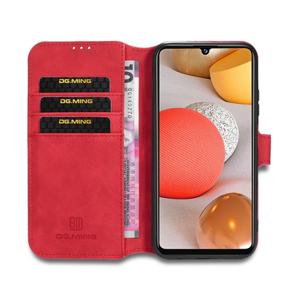 For Samsung Galaxy A42 5G DG.MING Retro Oil Side Horizontal Flip Protective Case(Red) - Galaxy Phone Cases by DG.MING | Online Shopping UK | buy2fix