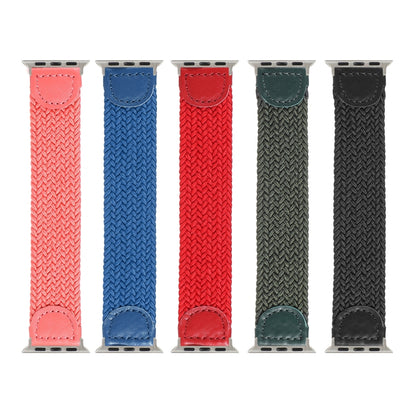 Nylon + Leather Braided Watch Band For Apple Watch Ultra 49mm&Watch Ultra 2 49mm / Series 9&8&7 45mm / SE 3&SE 2&6&SE&5&4 44mm / 3&2&1 42mm, Size:L(Blue) - Watch Bands by buy2fix | Online Shopping UK | buy2fix