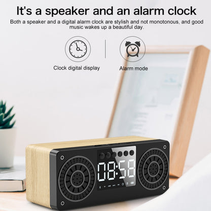 A10 Subwoofer Wooden Clock Bluetooth 5.0 Speaker, Support TF Card & U Disk Play & FM Radio(Yellow) - Desktop Speaker by buy2fix | Online Shopping UK | buy2fix