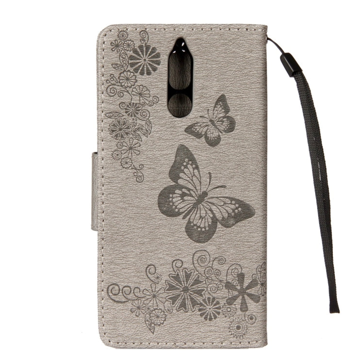 For Huawei  Mate 10 Lite Vintage Embossed Floral Butterfly Pattern Horizontal Flip Leather Case with Card Slot & Holder & Wallet & Lanyard (Grey) - Huawei Cases by buy2fix | Online Shopping UK | buy2fix