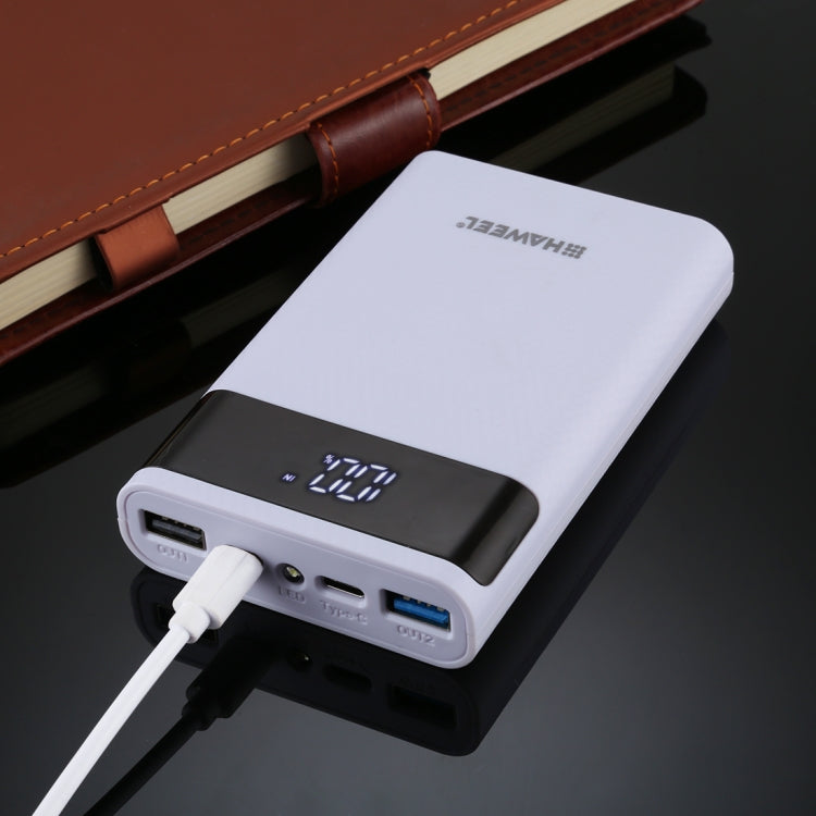 HAWEEL DIY 4x 18650 Battery (Not Included) 12000mAh Dual-way QC Charger Power Bank Shell Box with 2x USB Output & Display,  Support QC 2.0 / QC 3.0 / FCP / SFCP /  AFC / MTK / BC 1.2 / PD(White) - Power Bank Box by buy2fix | Online Shopping UK | buy2fix