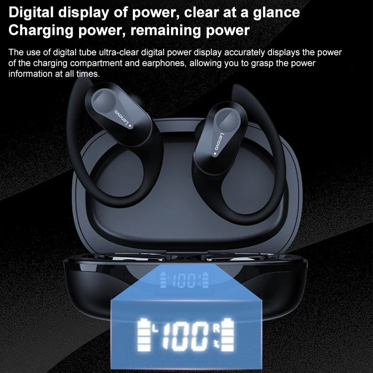 Lenovo LP75 IPX5 Waterproof Ear-mounted Bluetooth Earphone with LED Digital Display (White) - Bluetooth Earphone by Lenovo | Online Shopping UK | buy2fix