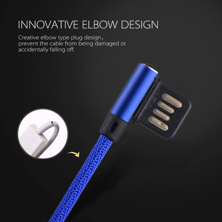 1m 2.4A Output USB to 8 Pin Double Elbow Design Nylon Weave Style Data Sync Charging Cable(Dark Blue) - Normal Style Cable by buy2fix | Online Shopping UK | buy2fix