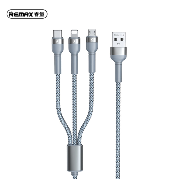 REMAX RC-124th Jany Series 3.1A 3 in 1 USB to Type-C + 8 Pin + Micro USB Charging Cable, Cable Length: 1.2m(Silver) - Multifunction Cable by REMAX | Online Shopping UK | buy2fix