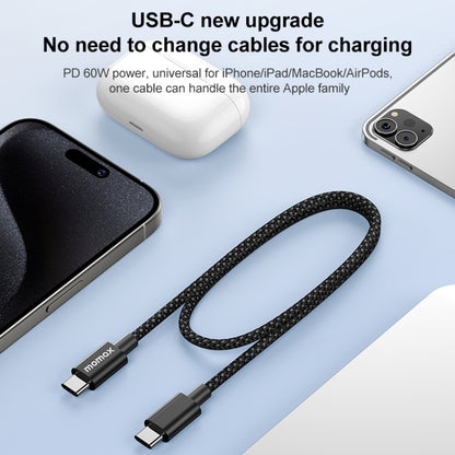 MOMAX DC29 50cm USB-C / Type-C to USB-C / Type-C 60W Braided Data Sync Charge Cable (Black) - USB-C & Type-C Cable by MOMAX | Online Shopping UK | buy2fix