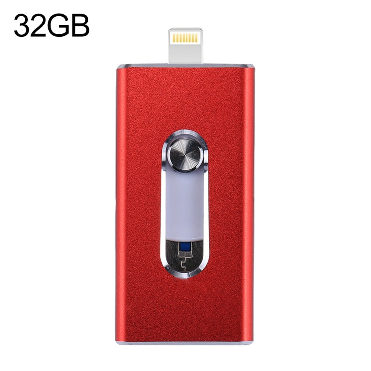 RQW-02 3 in 1 USB 2.0 & 8 Pin & Micro USB 32GB Flash Drive(Red) - U Disk & Card Reader by buy2fix | Online Shopping UK | buy2fix