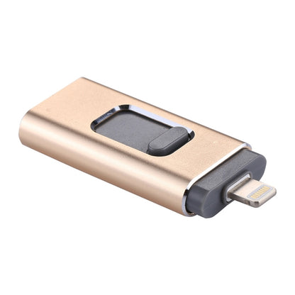 easyflash RQW-01B 3 in 1 USB 2.0 & 8 Pin & Micro USB 32GB Flash Drive(Gold) - U Disk & Card Reader by buy2fix | Online Shopping UK | buy2fix