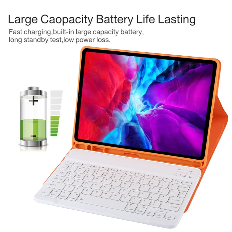 TG11B Detachable Bluetooth White Keyboard + Microfiber Leather Tablet Case for iPad Pro 11 inch (2020), with Pen Slot & Holder (Orange) - For iPad Pro by buy2fix | Online Shopping UK | buy2fix