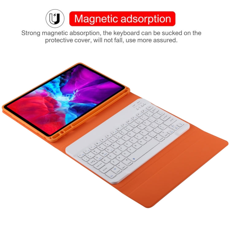 TG11B Detachable Bluetooth White Keyboard + Microfiber Leather Tablet Case for iPad Pro 11 inch (2020), with Pen Slot & Holder (Orange) - For iPad Pro by buy2fix | Online Shopping UK | buy2fix