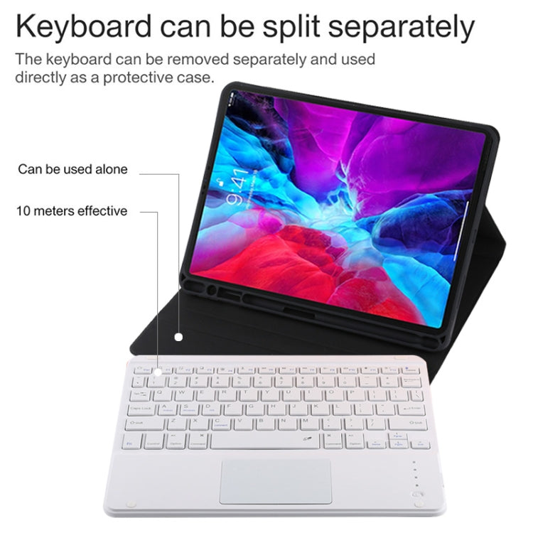 TG11BC Detachable Bluetooth White Keyboard Microfiber Leather Tablet Case for iPad Pro 11 inch (2020), with Touchpad & Pen Slot & Holder (Black) - For iPad Pro by buy2fix | Online Shopping UK | buy2fix