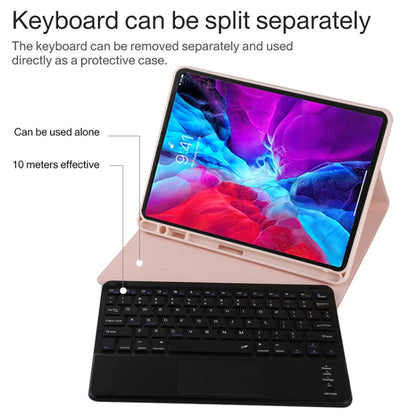 TG11BC Detachable Bluetooth Black Keyboard Microfiber Leather Tablet Case for iPad Pro 11 inch (2020), with Touchpad & Pen Slot & Holder (Pink) - For iPad Pro by buy2fix | Online Shopping UK | buy2fix