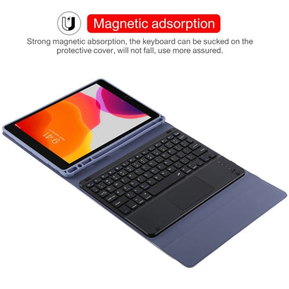 TG109BC Detachable Bluetooth Black Keyboard + Microfiber Leather Tablet Case for iPad Air 2020, with Touch Pad & Pen Slot & Holder (Purple) - For iPad Air by buy2fix | Online Shopping UK | buy2fix