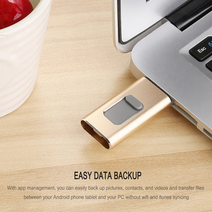 Richwell 3 in 1 32G Type-C + 8 Pin + USB 3.0 Metal Push-pull Flash Disk with OTG Function(Gold) - U Disk & Card Reader by Richwell | Online Shopping UK | buy2fix