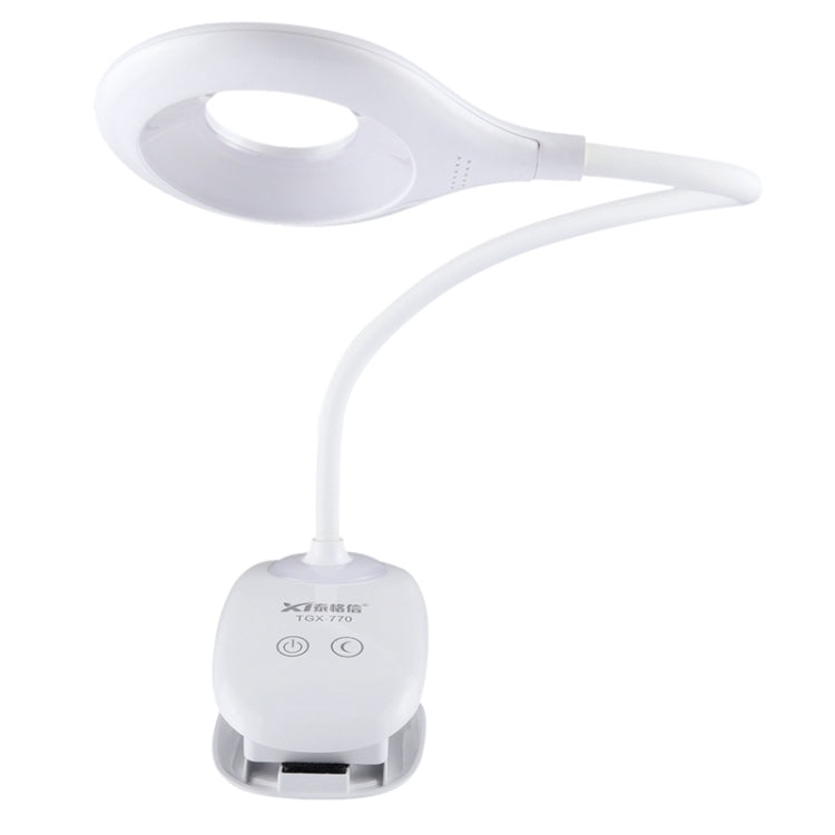 TGX-770 3-grade Brightness Touch Dimmer LED Desk Lamp, 28 LEDs Flexible Goose Neck Hollow Ring Design Eye Protection Light with Clip & Small Night Light Function - Desk Lamps by buy2fix | Online Shopping UK | buy2fix