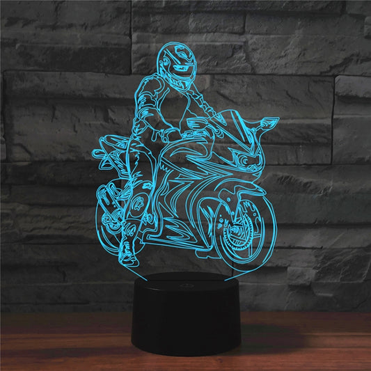 Motorcycle Shape 3D Colorful LED Vision Light Table Lamp, USB Touch Version - Novelty Lighting by buy2fix | Online Shopping UK | buy2fix