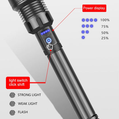 Long Style Micro USB Charging Outdoor Waterproof P90 + COB LED Flashlight, Support Power Display & Telescopic Focusing & 7-level Brightness Adjustment - LED Flashlight by buy2fix | Online Shopping UK | buy2fix