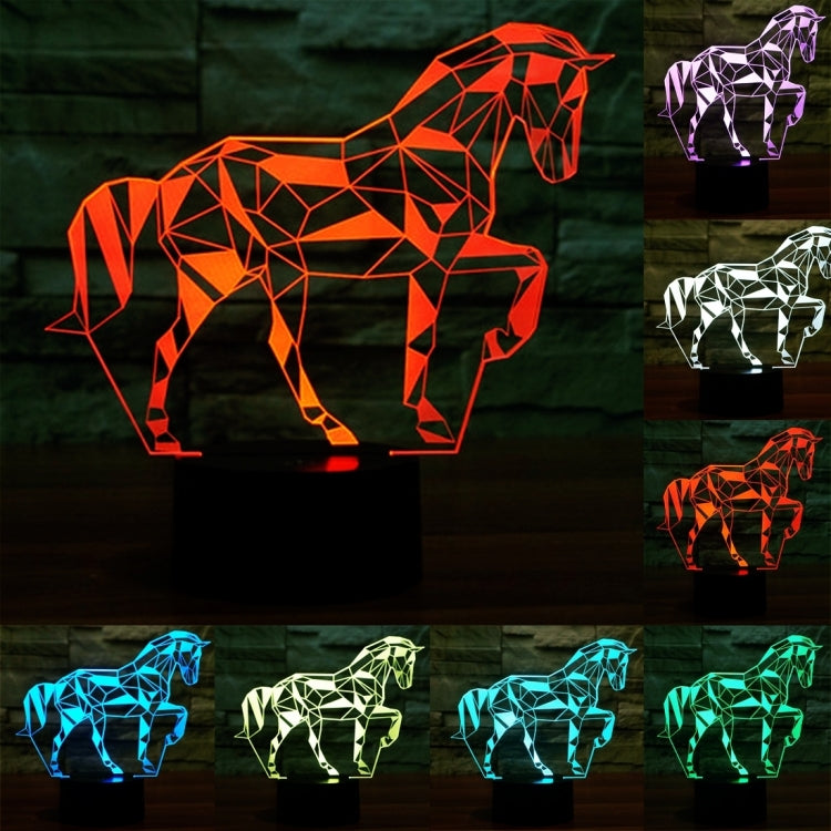 Horse Shape 3D Touch Switch Control LED Light , 7 Color Discoloration Creative Visual Stereo Lamp Desk Lamp Night Light - Novelty Lighting by buy2fix | Online Shopping UK | buy2fix