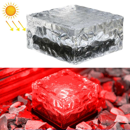 Solar Powered Square Tempered Glass Outdoor LED Buried Light Garden Decoration Lamp IP55 Waterproof，Size: 10 x 10 x 5.2cm(Red Light) - Buried Lights by buy2fix | Online Shopping UK | buy2fix