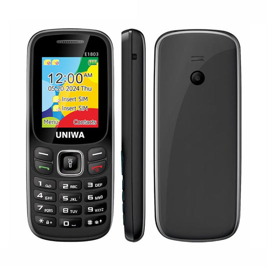 UNIWA E1803 Elder Keypad Phone, 1.77 inch SC6531E, LED Flashlight, 21 Keys, Network: 2G, EU Plug (Black) - UNIWA by UNIWA | Online Shopping UK | buy2fix