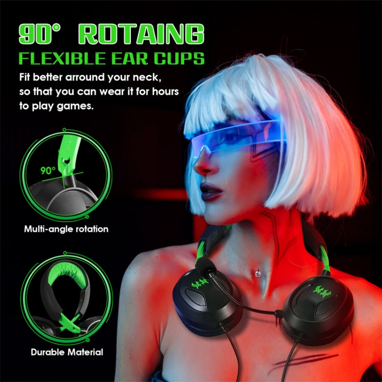 KOTION EACH G3100 Stereo Bass Gaming Headset with Omni-directional Mic,Cable Length: 1.7m(Black+Green) - Multimedia Headset by KOTION EACH | Online Shopping UK | buy2fix