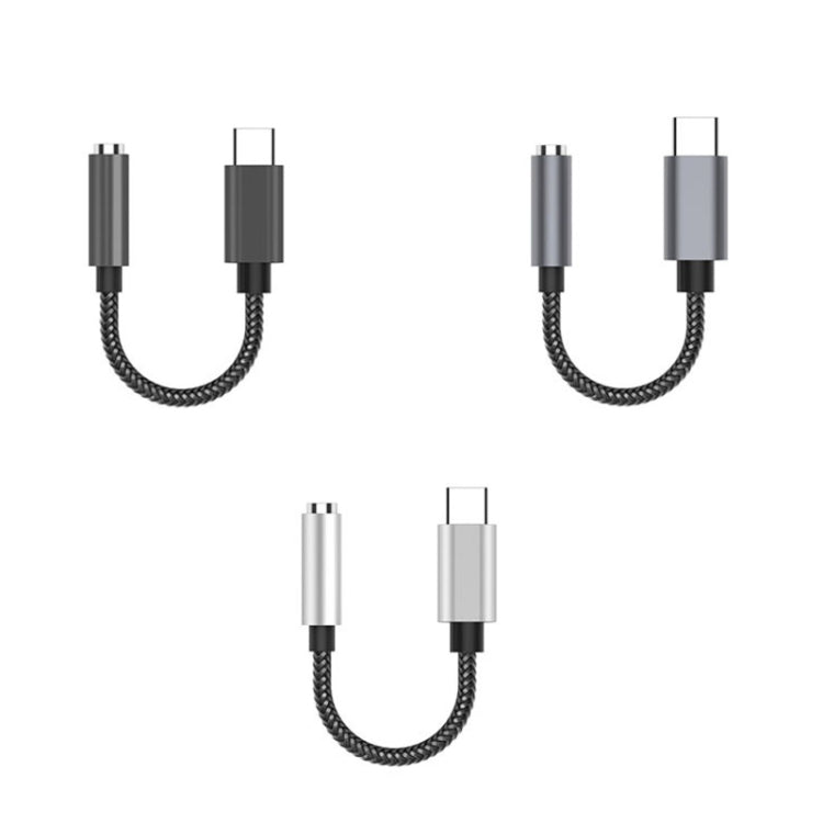 TA11-R1 USB-C / Type-C Male to 3.5mm Audio Female TPE Braid Earphone Adapter (Grey) - Type-C Adapter by buy2fix | Online Shopping UK | buy2fix