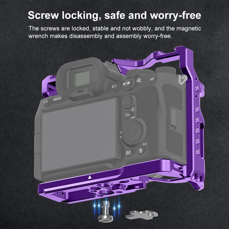 For Sony A7R5 / A7M4 PULUZ Metal Camera Cage Stabilizer Rig with Handle (Purple) - Camera Cage by PULUZ | Online Shopping UK | buy2fix