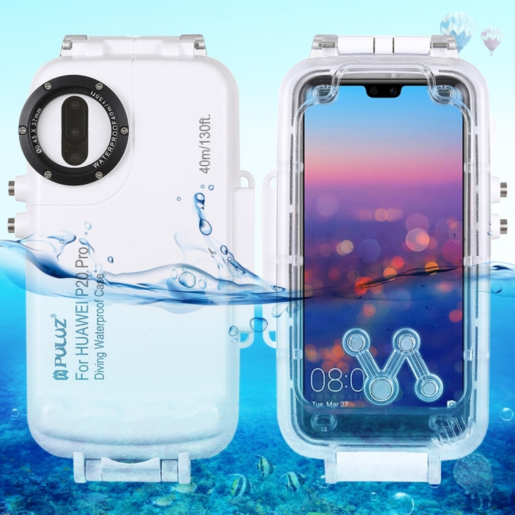 PULUZ 40m/130ft Waterproof Diving Case for Huawei P20 Pro, Photo Video Taking Underwater Housing Cover(White) - Huawei Cases by PULUZ | Online Shopping UK | buy2fix