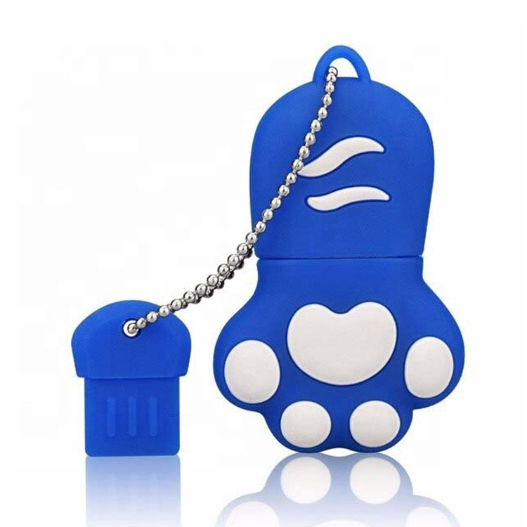 16GB Bear Paw Shaped Silicone USB 2.0 Flash Disk with Anti Dust Cup(Blue) - USB Flash Drives by buy2fix | Online Shopping UK | buy2fix