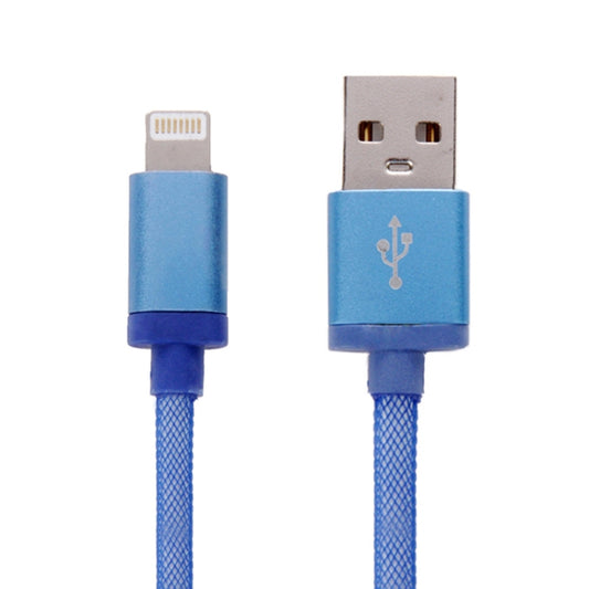 Net Style Metal Head 8 Pin to USB Data / Charger Cable, Cable Length: 25cm(Blue) - Normal Style Cable by buy2fix | Online Shopping UK | buy2fix