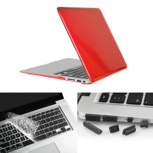 ENKAY for Macbook Air 13.3 inch (US Version) / A1369 / A1466 Hat-Prince 3 in 1 Crystal Hard Shell Plastic Protective Case with Keyboard Guard & Port Dust Plug(Red) - MacBook Air Cases by ENKAY | Online Shopping UK | buy2fix